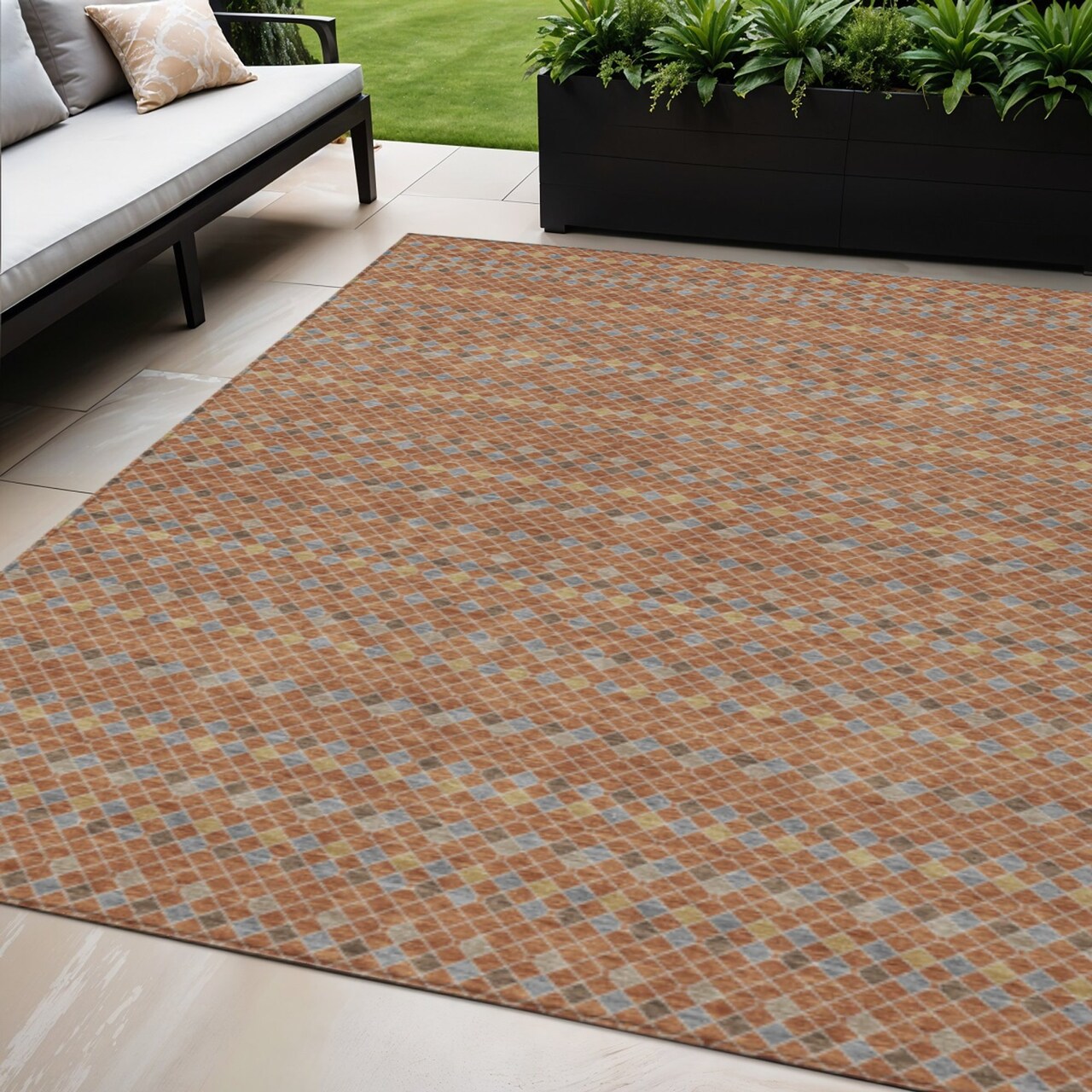 Edge Collections - 5' x 8' - Orange - Striped Washable Rug for Indoor and Outdoor Décor - 1 Piece